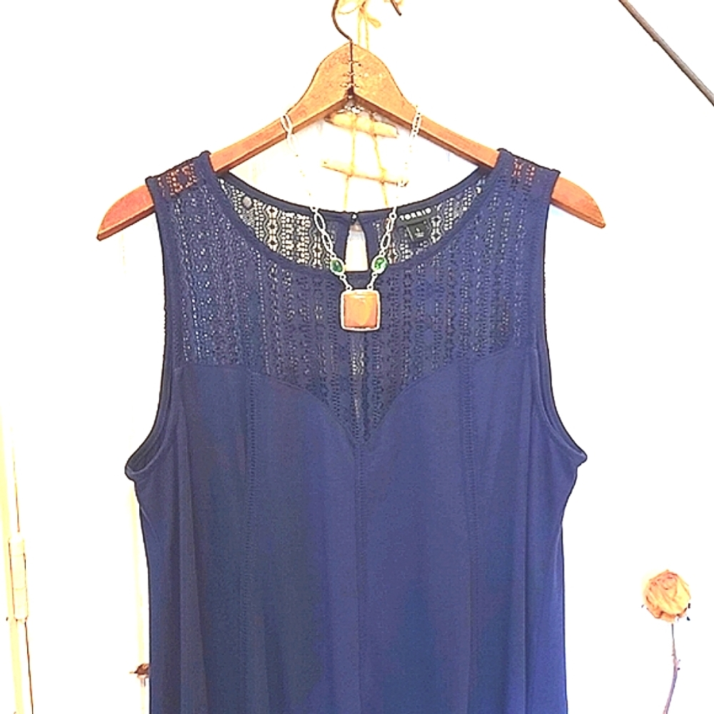 TORRID Navy Dress Handkerchief Hem